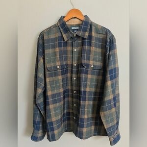 Lands' End Wool Plaid Shirt Size Large